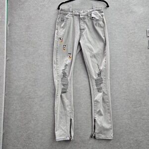Boohooman X Disney Women Jeans 6 Gray Mickey Mouse Distressed Skinny Denim